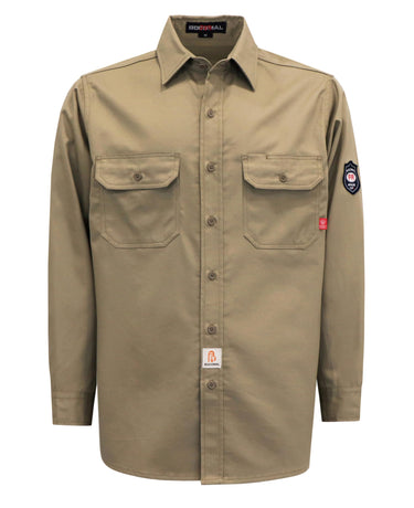 BOCOMAL FR Shirts 6.25oz Light Weight Summer Welding Shirts Flame Resistant Shirt Khaki Men's Fire Retardant Shirt
